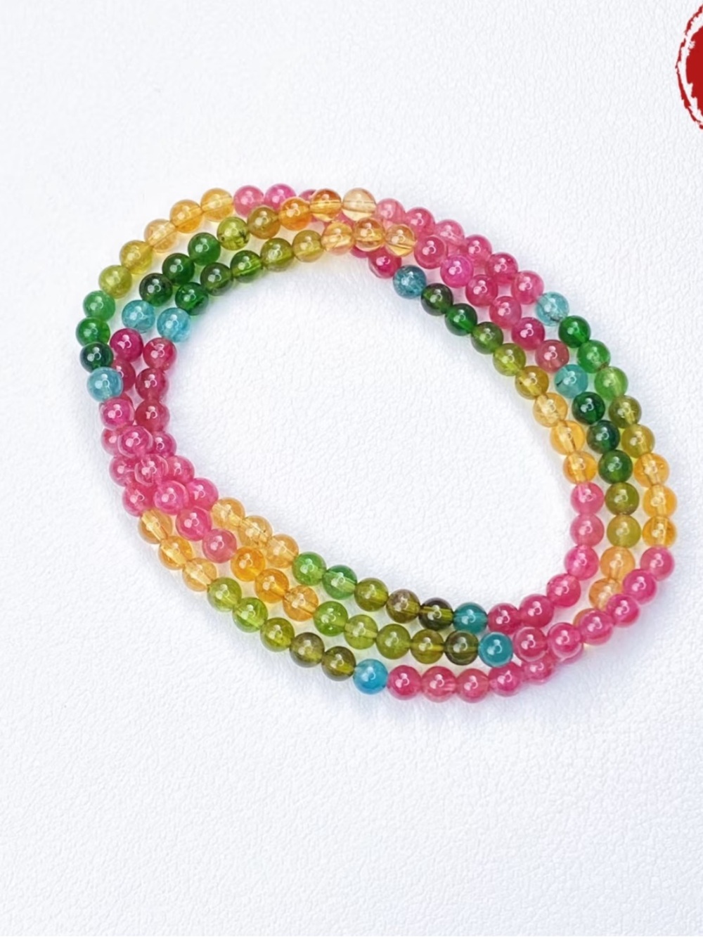 Natural Multicolor Tourmaline 3 Wrap Bracelet 4.3mm Candy Necklace